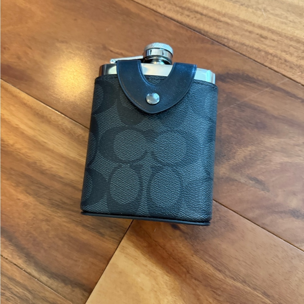 Coach Black and Silver Flask